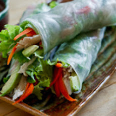 Turkey Avocado Spring Rolls with Hoisin Nut Dip