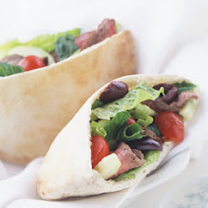 Lamb Souvlaki Sandwiches with Greek Salad and Tsatsiki Sauce