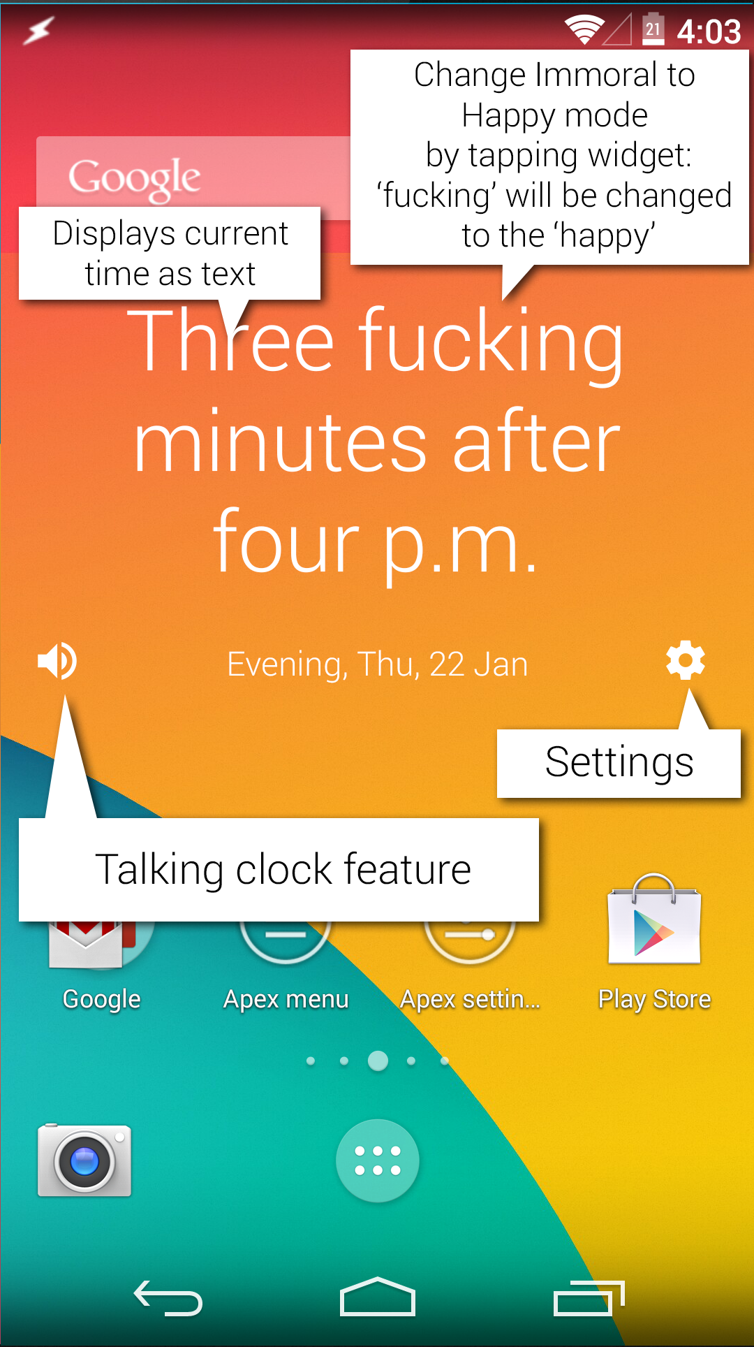 Android application Immoral Clocks Widget screenshort