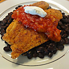 Cornmeal-Crusted Tilapia With Black Beans and Salsa