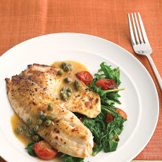 Tilapia with Arugula, Capers, and Tomatoes