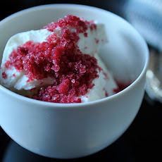 Feta Frozen Yogurt with Blood Orange and Mint Granita!