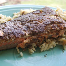 Marinated Salmon Seared in a Pepper Crust