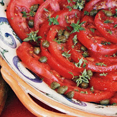 Tomato Salad with Shallot Vinaigrette, Capers, and Basil