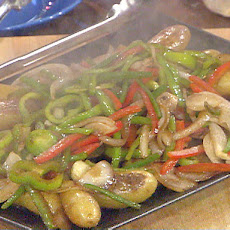 Steak Pizzaiola with Onions, Red and Green Peppers and Olive Oil