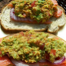 Guacamole-Smoked Salmon Bruschetta