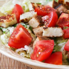 Leftover Tofu, Halloumi, and Tomato Salad