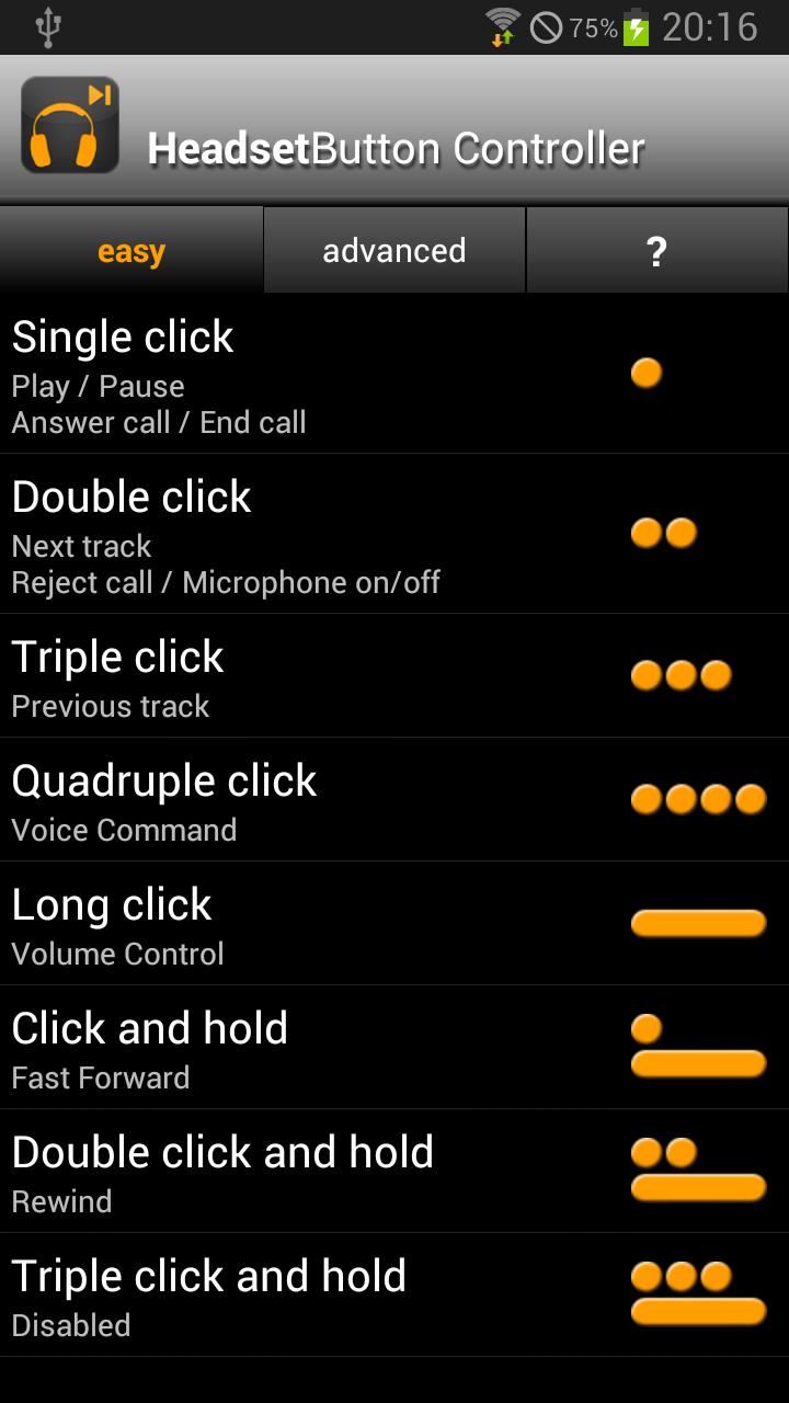 Android application Headset Button Controller screenshort