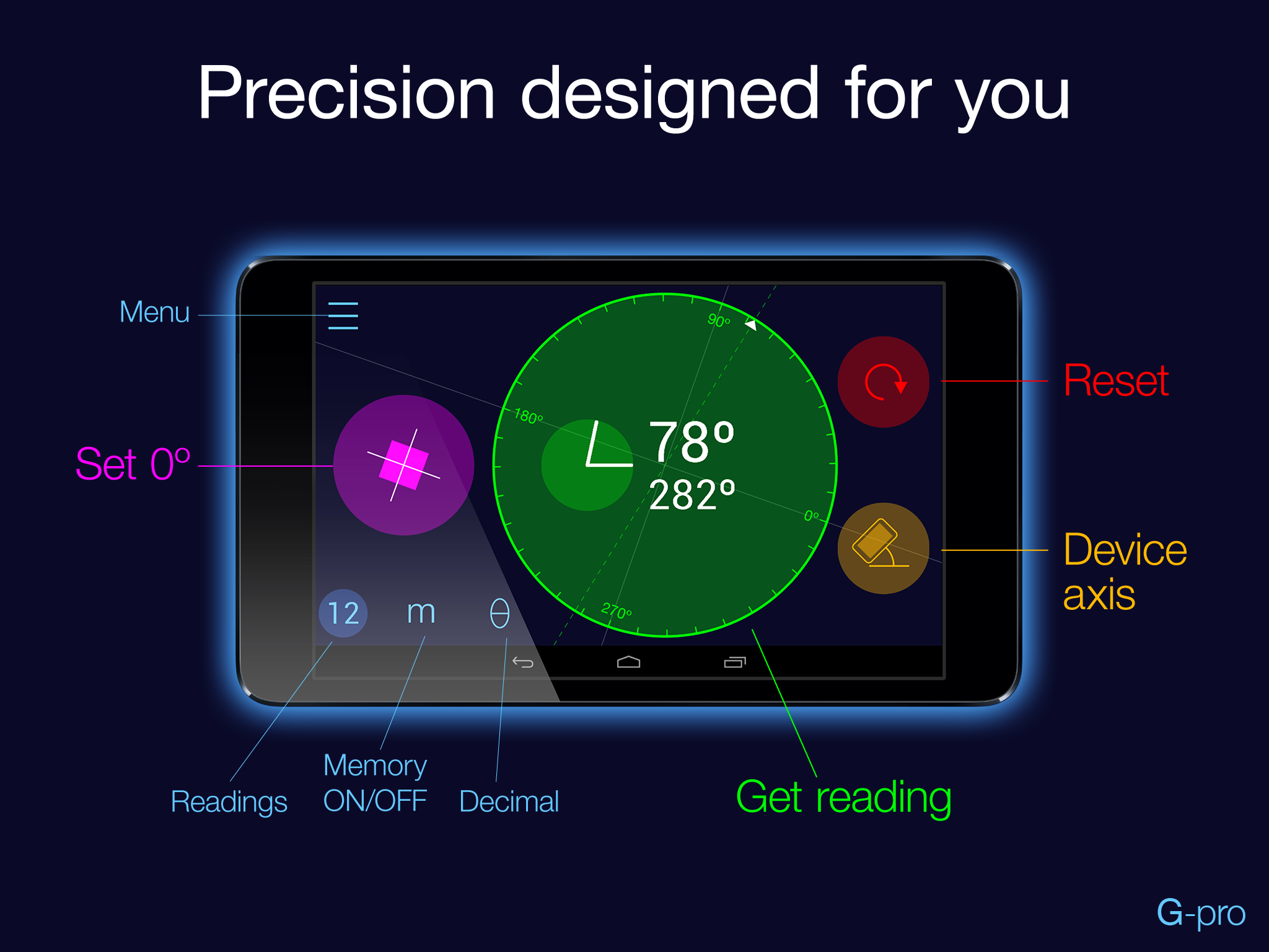 Android application Goniometer Pro screenshort