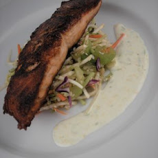 Salmon with Asian Slaw and Citrus Yogurt Sauce