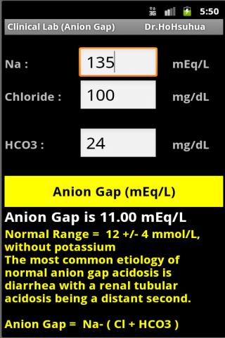 Clinical Lab Anion Gap