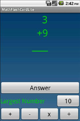 QuizMath math flash cards lite