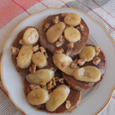 Roasted Banana and Walnuts Pancakes with Banana-Coconut Butterscotch Sauce