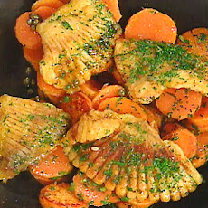 Skate Grenobloise with Parslied Sweet Potato Slices