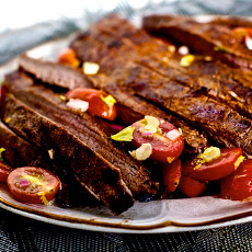 Skirt Steak with Blood Mary Tomato Salad