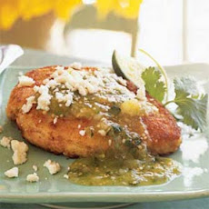 Herbed Chicken Breasts with Tomatillo Salsa and Queso Fresco