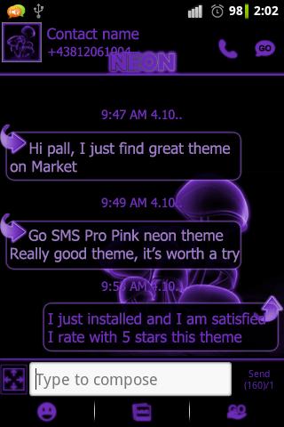 Purple neon theme GO SMS Pro