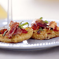 Pizzette with Fontina, Tomato, Basil, and Prosciutto