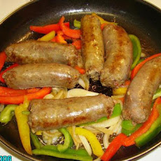 Venison or Moose Sausage Links With Peppers Sandwiches