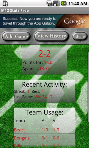Game History n Stats 4 Madden