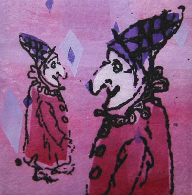 <p>
	<strong>mini me</strong><br />
	1999<br />
	edition of 6<br />
	etching/stencil/chine colle<br />
	paper 12x12 inches | image 3.5x3.5 in</p>
