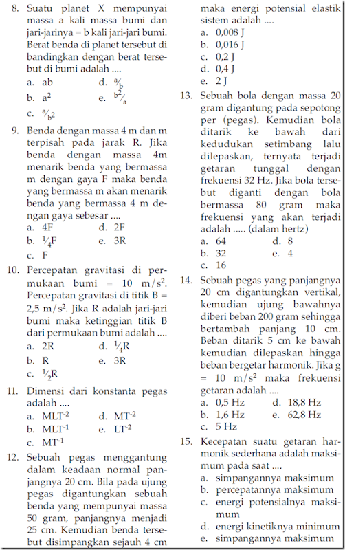 Soal Ulangan Gerak, Hukum Newton, Gaya Pegas, Usaha 