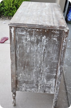 stripping paint off a dresser