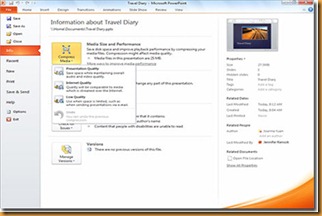 PowerPoint 2010: Compress Media screenshot