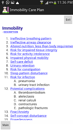 Nurse care plan Immobility