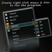 Create right click menu 2-tier to run the program.(Vista,7,8) 