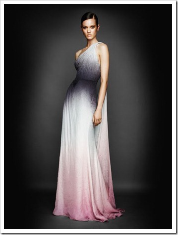 Atelier Versace Fall 2010 one shouldered beaded ombre gown