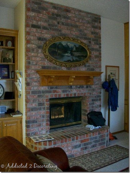 John & Alice's original brick fireplace.