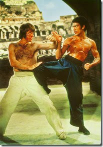 Chuck Norris the young Texas Ranger getting his butt whooped by Bruce Lee in The Way of the Dragon