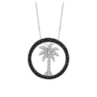 Round White and Black Diamond Encircled-Palm-Tree-Pendant