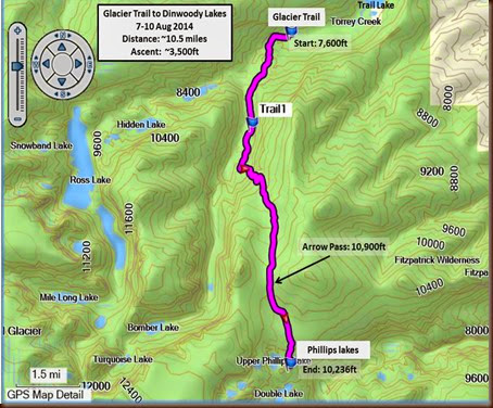 Dinwoody Lakes trail map