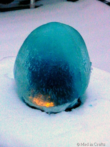 lit blue ice lantern