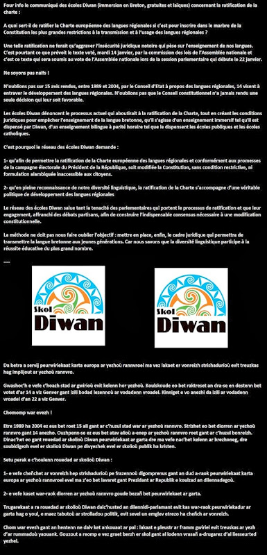 comunicat Diwan debat sobre las lengas regionalas