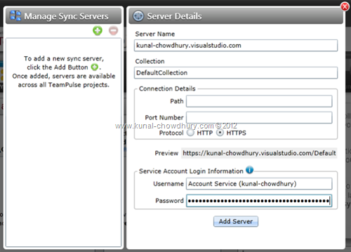 Connect to the Sync Server