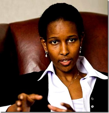 Somali-born Ayaan Hirsi Ali gestures during an interview with the Associated Press, in The Hague, The Netherlands, Wednesday, April 26, 2006. Ayaan Hirsi Ali breaks all Dutch molds. A former refugee from Somalia who rose to political stardom, she calls her country's asylum policy a failure. She is a Muslim who rejects the Prophet Muhammad as a guide for today's morality. She seeks blunt confrontation rather than the quiet consensus of traditional politics. The 36-year-old legislator still lives under the constant threat of death 18 months after her friend and collaborator, filmmaker Theo van Gogh, was slain by an Islamic radical, and says she is resigned to being under permanent guard.  (AP Photo/ Fred Ernst)