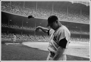Mickey Mantle having a bad day at Yankee Stadium, 1965
