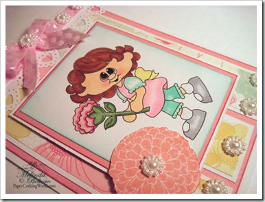 girl flower digital stamp clipart emcard cu500