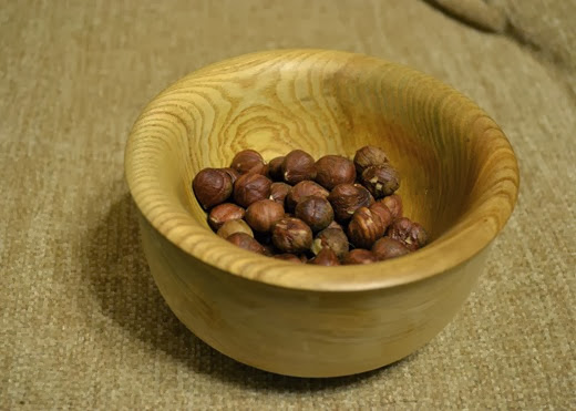 Hazel nuts in a wooden bowl