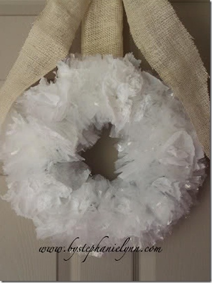 Winter wreath--Wreath made from recycled plastic bags