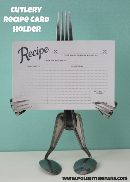 cutlery recipe card stand