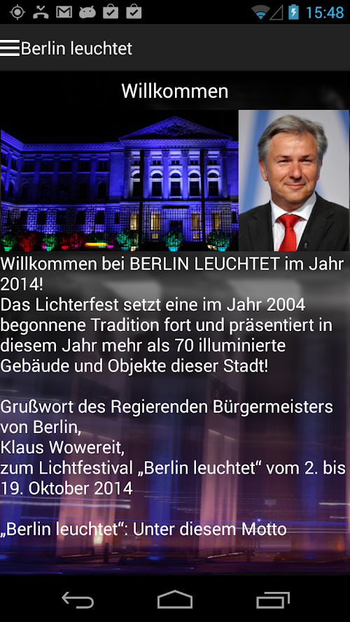 Android application Berlin leuchtet screenshort
