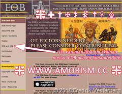 Eastern Orthodox Bible EOB Bibel hemsida med amorism symbol