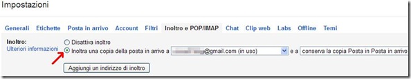 Gmail Inoltra una copia della posta in arrivo a