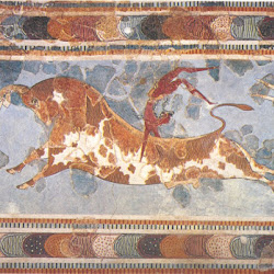 14.- Fresco con escena de tauromaquia en Cnossos