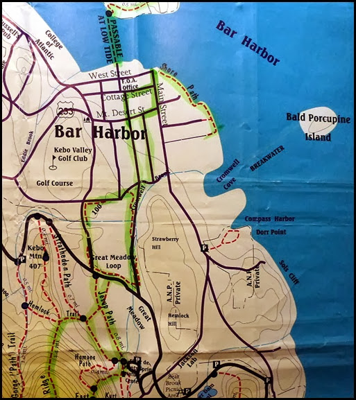 00 - map - Jesup Path, Great Meadow Loop, Bar Harbor
