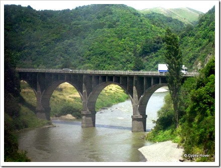 Road bridge at the Woodville end of the Manawatu Gorge.